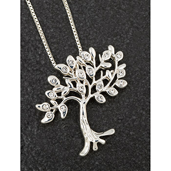 Necklace Silver Plated Diamante Tree of Life